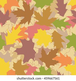 Vector seamless background with colorful autumn leaves.
