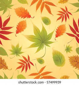 Vector Seamless Background with colorful Autumn Leaves. Thanksgiving