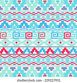 Vector seamless background with colorful aztec ornaments
