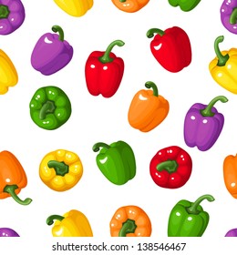 Vector seamless background with colorful bell peppers.