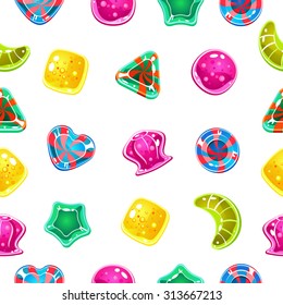 Vector seamless background with colorful Halloween candies 