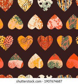 Vector seamless background with colorful heart shape. Use it for wallpaper, textile print, pattern fills, web page, surface textures, wrapping paper, design of presentation and other graphic design