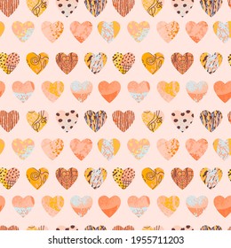 Vector seamless background with colorful heart shape. Use it for wallpaper, textile print, pattern fills, web page, surface textures, wrapping paper, design of presentation and other graphic design