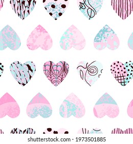 Vector seamless background with colorful heart shape. Use it for wallpaper, textile print, pattern fills, web page, surface textures, wrapping paper, design of presentation and other graphic design