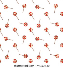 Vector seamless background with colorful holidays candies on a white background. Illustration for your design.