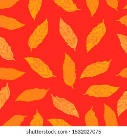 Vector seamless background with colorful illustration of leaves. Can be used for wallpaper, pattern fills, web page, surface textures, textile print, wrapping paper