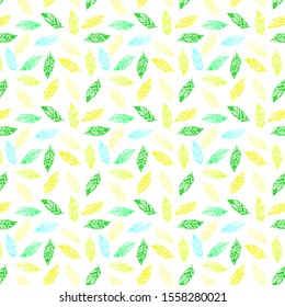 Vector seamless background with colorful illustration of leaves. Can be used for wallpaper, pattern fills, web page, surface textures, textile print, wrapping paper