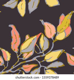 Vector seamless background with colorful illustration of leaves. Can be used for wallpaper, pattern fills, web page, surface textures, textile print, wrapping paper
