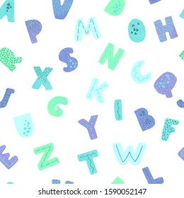 Vector seamless background with colorful letters. Alphabet. Can be used for wallpaper, pattern fills, web page, surface textures, textile print, wrapping paper