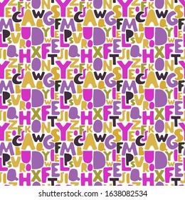 Vector seamless background with colorful letters. Alphabet. Can be used for wallpaper, pattern fills, web page, surface textures, textile print, wrapping paper