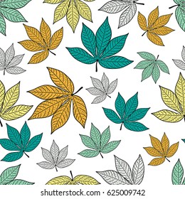 vector seamless background with colorful tree leaves. EPS