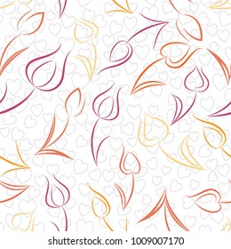 Vector seamless background with colorful tulips.