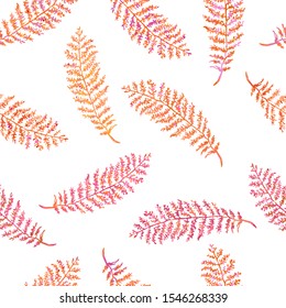Vector seamless background with colorful watercolor illustration of herbs, plants. Can be used for wallpaper, pattern fills, web page, surface textures, textile print, wrapping paper