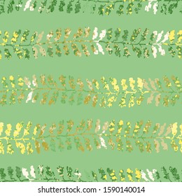 Vector seamless background with colorful watercolor illustration of stripe of herbs or plants. Can be used for wallpaper, pattern fills, web page, surface textures, textile print, wrapping paper