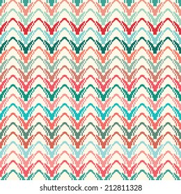 Vector seamless background with colorful zigzag abstract pattern