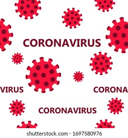 Vector Seamless background of coronavirus. Illustration of concept coronavirus COVID-19.Viral cells danger symbol .