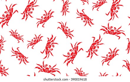 Vector seamless background of crabs. Chaotic crabs