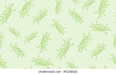 Vector seamless background of crabs. Chaotic crabs