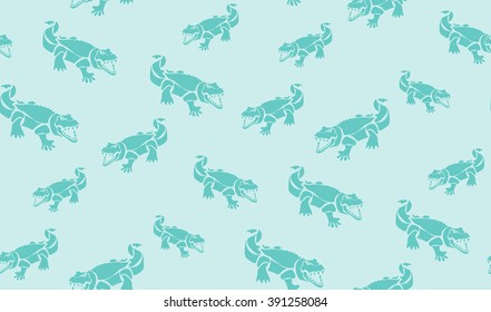 Vector seamless background of crocodiles. Chaotic crocodiles