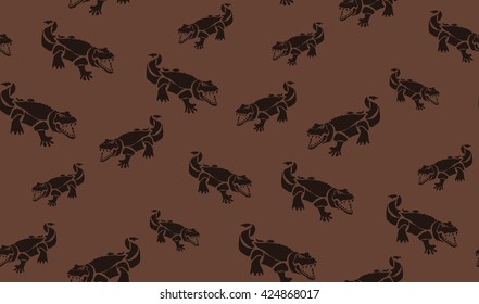 Vector seamless background of crocodiles. Chaotic crocodiles