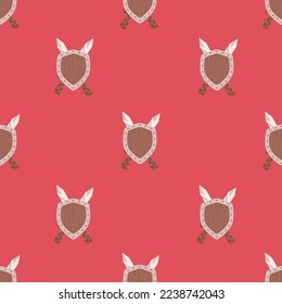 Vector seamless background with crossed swords and sunburst heart - pattern for wallpaper, wrapping paper, book flyleaf, envelope inside, etc