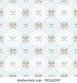 Vector seamless background with crossed vintage keys and arrows - pattern for wallpaper, wrapping paper, book flyleaf, envelope inside, etc.