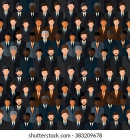 Vector seamless background. A crowd of men in business suits and ties.