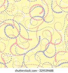 Vector seamless background with curls and circles. Beautiful colored background, neutral texture. Can be used for textile, website background, cover, packaging, wedding invitations.