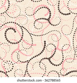 Vector seamless background with curls and circles. Beautiful colored background, neutral texture. Can be used for textile, website background, cover, packaging, wedding invitations.