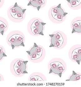 Vector de fondo sin fisuras con adorables y hermosos mapaches. Fondo lindo con personaje de caricatura . Textura repetitiva con animales para niños. Ilustración en postal, afiche, textura, tela.