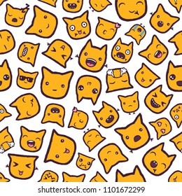 Vector seamless background with cute emoji.