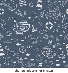 Vector seamless background. Cute hand drawn cartoon pattern