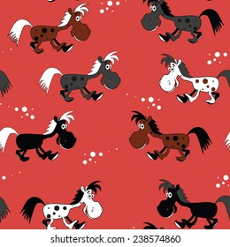 Vector seamless background with cute horses.