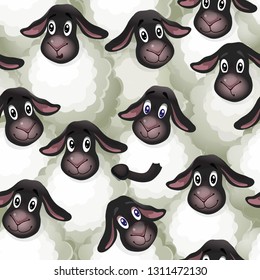 Vector seamless background with cute sheeps with clovers symbol of lucky  Seamless pattern for prints for fabrics, T-shirts, pattern for bed linen