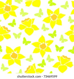 Vector seamless background with daffodils