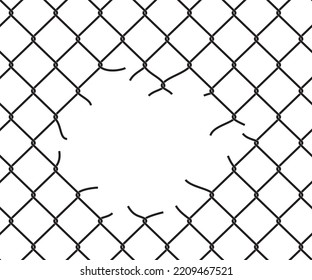 Vector seamless background dark green vector fence torn. Isolated on white background.