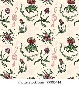Vector seamless background - decorative flowers
