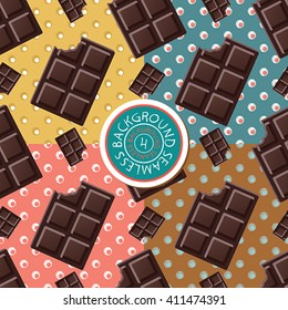 Vector seamless background. Delicious chocolate in a cartoon style. To make the design of holiday greeting cards and web pages.