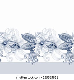 Vector seamless background. Design for fabrics, textiles, paper, wallpaper, web. Ylang ylang.  Retro. Vintage style. Floral ornament. Shabby-chic.