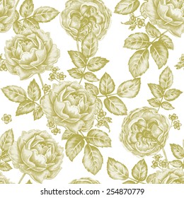 Vector seamless background. Design for fabrics, textiles, paper, wallpaper, web. Rose. Retro. Vintage style.
