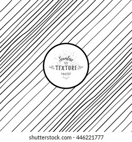 Vector seamless background. Diagonal monochrome hand drawing lines at different distances. 
