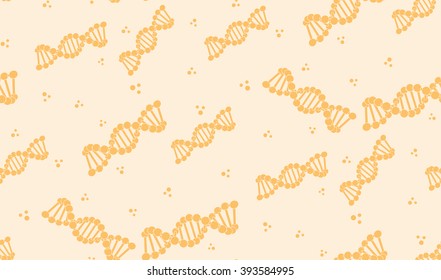 Vector seamless background of DNA. Randomly located DNA chain
