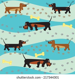 Vector seamless background with a dogs
