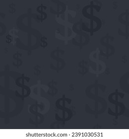 Vector seamless background - dollar sign pattern. Background for social media content posts about price discount, online shop offer, promo deals and savings. Dark grey graphite color.