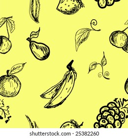 vector seamless background with drawn fruits