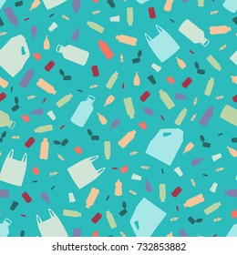 Vector seamless background for ecology paper. Waste sorting pack