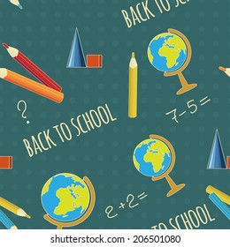 Vector seamless background with education objects, eps10
