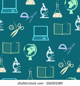 Vector seamless background with education objects