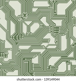 Vector seamless background of electrical circuit of computer board device (motherboards).
