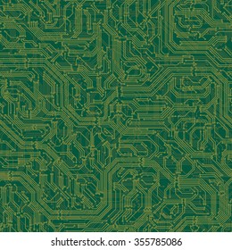 Vector seamless background of electrical circuit of computer board device (motherboards).